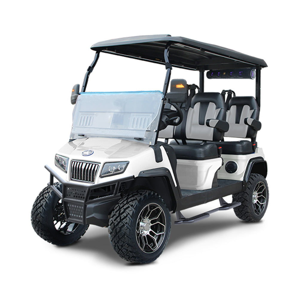 2023 Evolution D5 Maverick 4+4 Passenger Golf Car - Mineral White