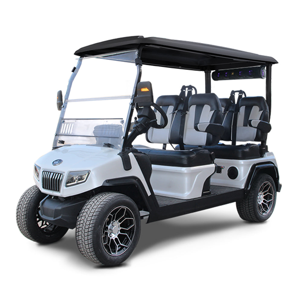 2023 Evolution D5 Ranger 4+4 Passenger Golf Car - Mineral White